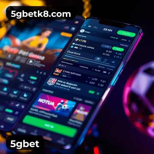 App 5gbet para iOS e Android — interface mobile, login biométrico e PIX integrado
